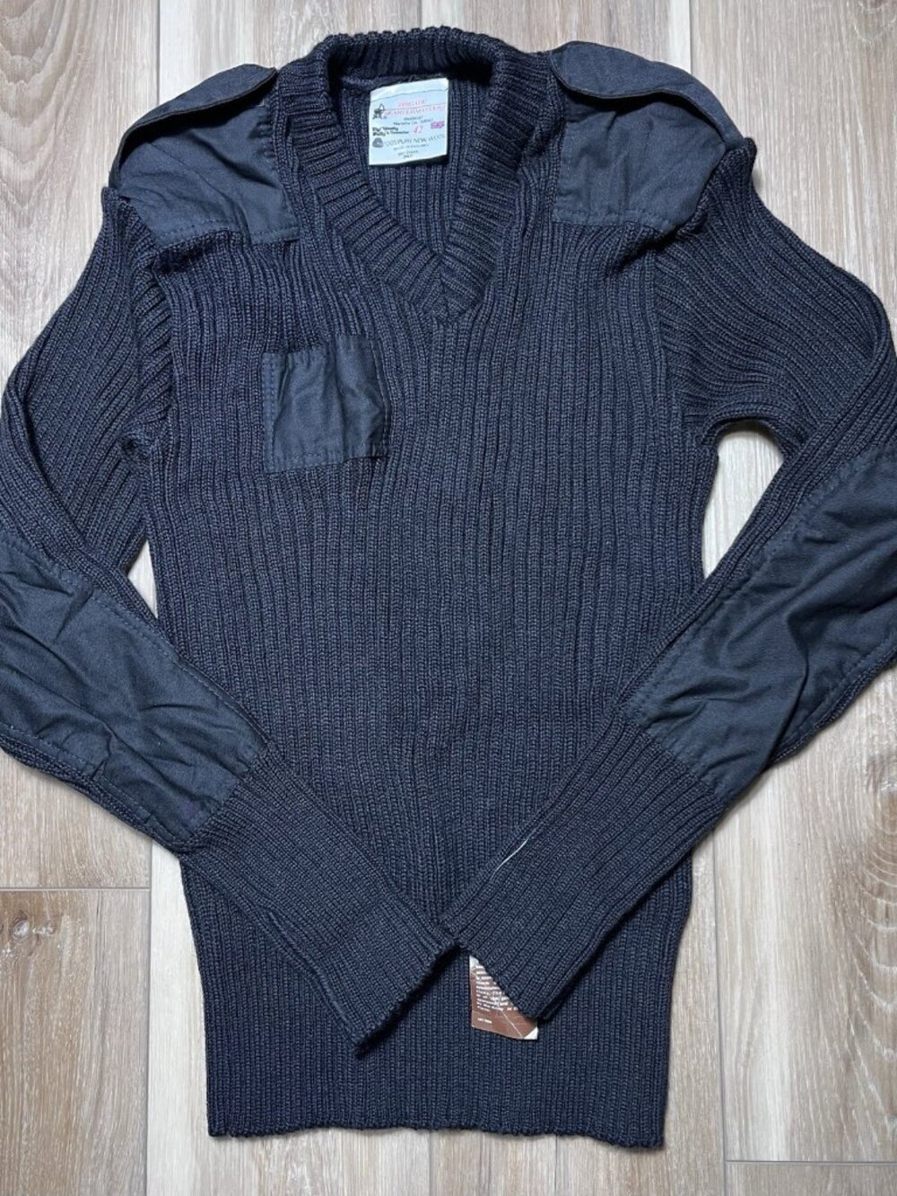 NWT Brigade Quartermasters The Wolly Pully Black Wool Sweater - Size 42